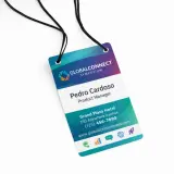 Credencial de evento 10 x 14 cm em Papel 300G com cordão barbante (PACOTE C/ 100 Unidades) IMPRESSÃO FRENTE E VERSO 1